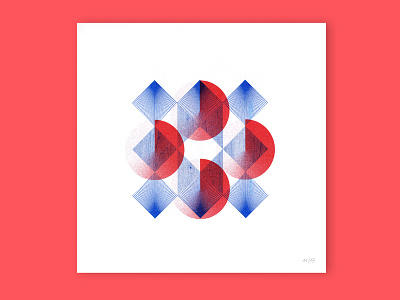 Gemoetry #2 blue design geometry graphic illustration minimal printing red riso risograph shop