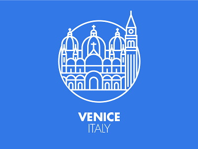 Venice blu city graphic icon illustration monument outline pictogram