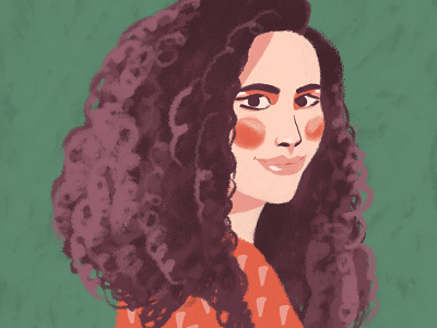 Self-portrait adobe photoshop art character curly curly hair digital art digital illustration digital painting drawing girl happy illustration me portrait