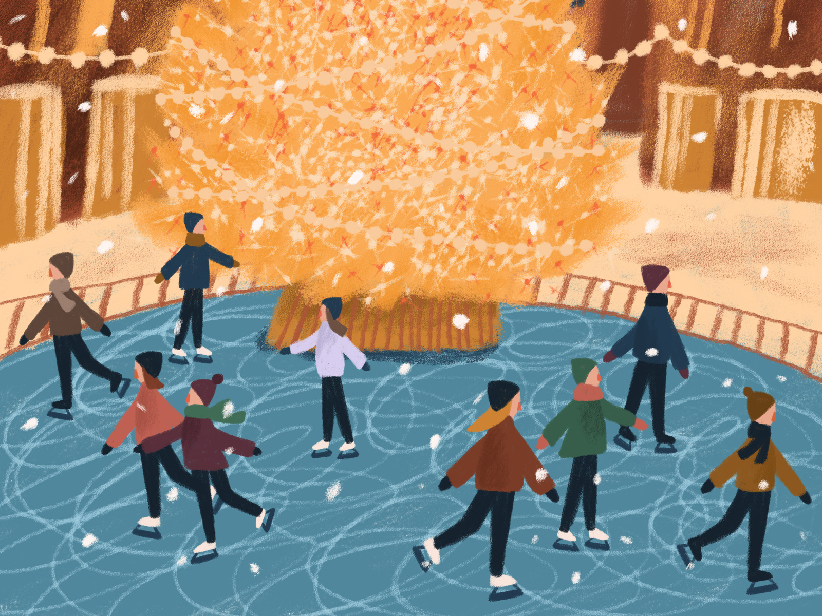 Skating rink and Christmas tree by Elena Sharapova on Dribbble