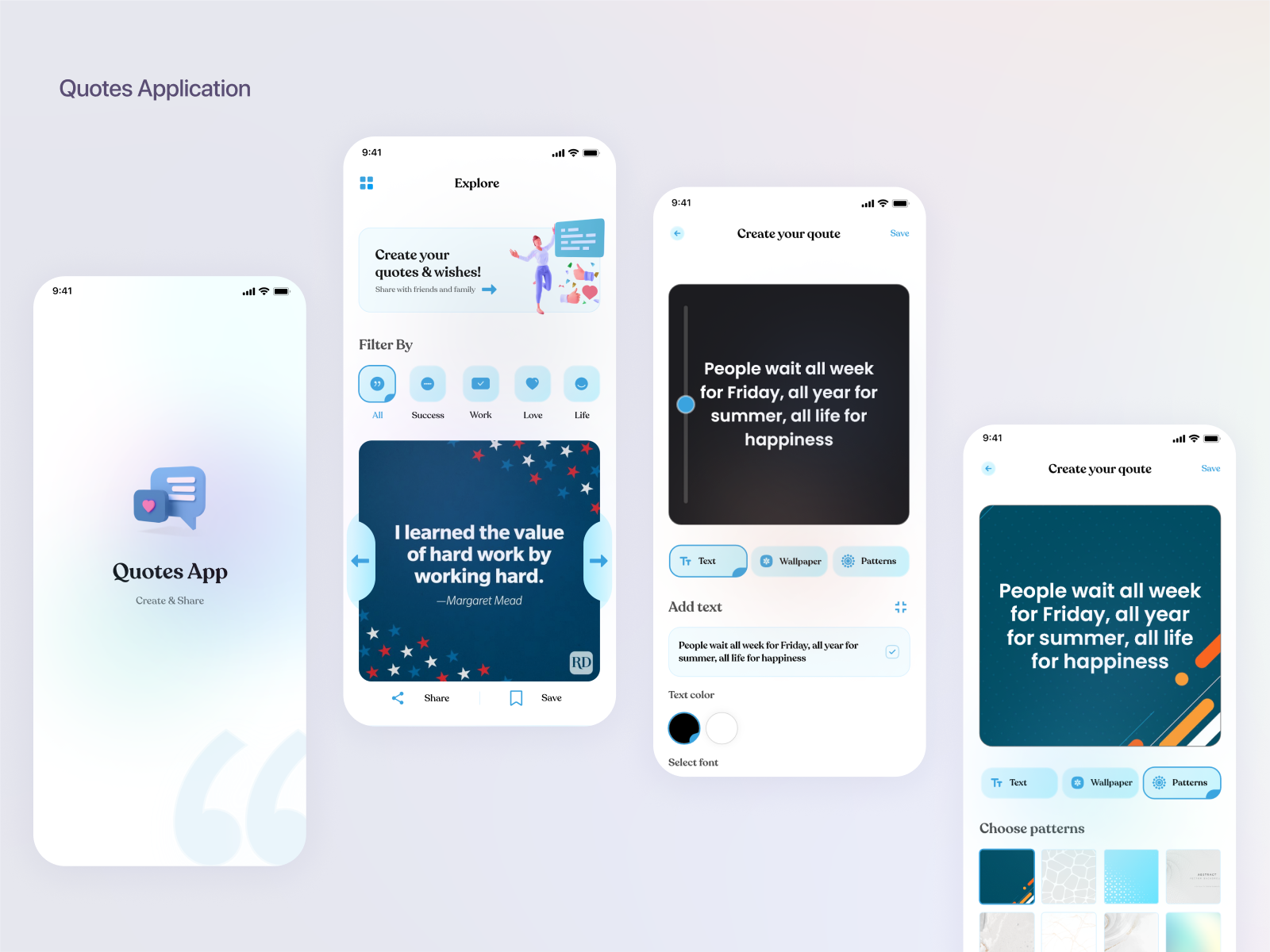 Quote App Create & Share App Design by Bilal Ahmed on Dribbble