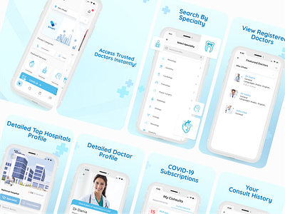 Medical App Screenshots for App Store & Plays app app screen shots branding design doctor app flat healthcare app illustration logo minimal mobile app design patient app screenshots typography ui ui design uiux design user experience user interface vector