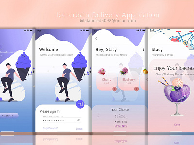 Ice-Cream Delivery Application animation app branding coffee bean design flat illustration minimal ui ui design ux web
