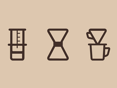 Brew Methods aeropress brewing cafe chemex coffee icons illustrator pourover v60