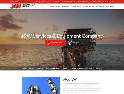 Oil Field Services Company clean construction corporate equipment minimalist modern oil simple web page