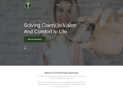 Optometry practice needs modern, professional website to show th clean clinic corporate eye care minimalist modern simple web page