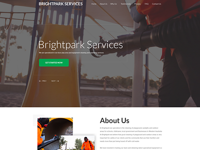 Appealing web side for Bright Park Service clean cleaning maintenance minimalist park services simple web page