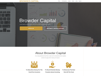 Design A Single Venture Capital Fund Landing Page clean investment fund minimalist simple technology web page