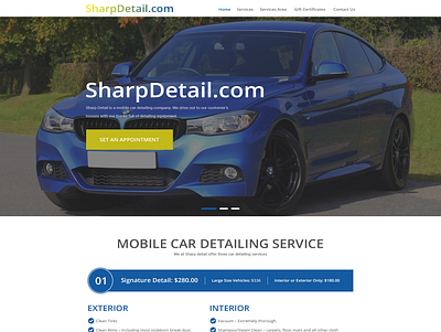 Redesign Car Detailing Website: SharpDetail.com automotive car clean minimalist modern simple web design