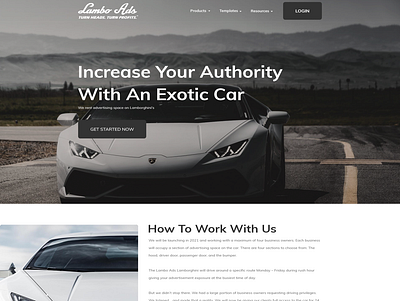 Lambo Ads Landing Page affilieate banner ads business clean landing page minimalist simple