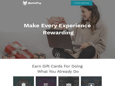 Homepage for Rewards Brand to appeal to users that want to earn awards gift platform