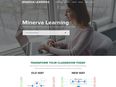 Minerva Learning website clean education minimalist platform simple