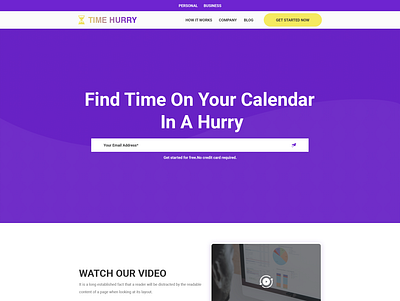 Find time in a Hurry - A new calendaring app app clean landing page minimalist modern platform simple technology technology design