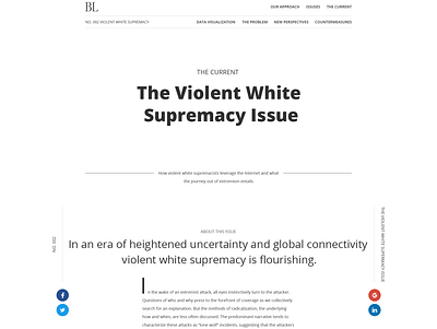 The Violent White Supremacy Issue clean minimalist modern news simple web page