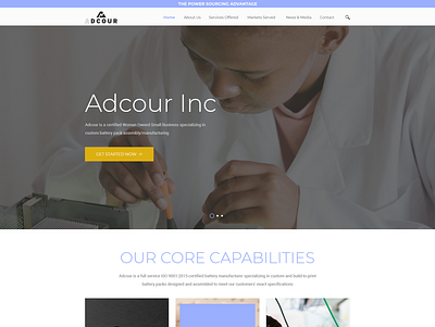 Adcour Website battery clean corporate enginering industrial minimalist simple technology web page