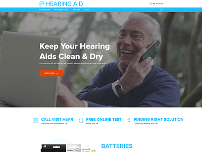 Powerful webdesign for revolutionary hearing device platform nee clean hearing aids medical minimalist modern platform simple web page