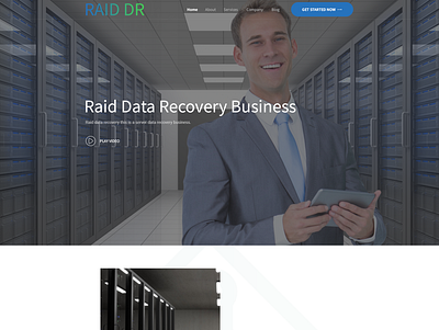 RAID DR business clean data recovery data server minimalist modern platform technology webpage