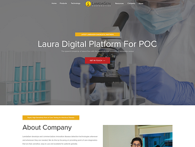 Design a professional website for a disease detection technology clean minimalist simple web page