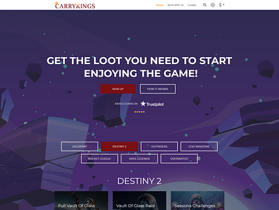 Video Game Boosting Store clean game minimalist modern web page