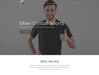 Silver Crystal Sports - Sports Apparel Website business clean clothes minimalist simple web page