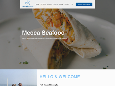 Miami Soul Seafood Restaurant Concept 1 Page Only clean minimalist restaurant seafood webpage