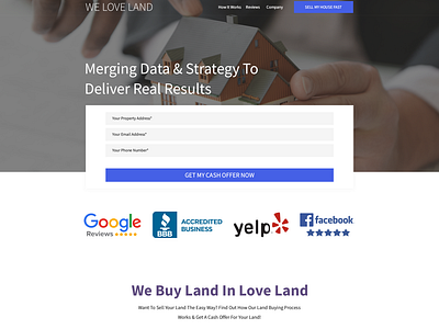 Design landing page to generate leads for real estate buyer