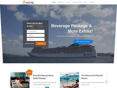 Travel company (Hoi.nl) in The Netherlands needs new homepage clean cruise minimalist modern travel travelagency traveling web page