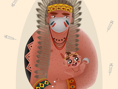 We got vaccinated animation cartoon character corona design ill illustration procreate