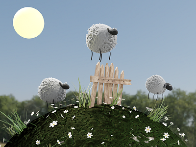Happy Sheeps 3d blender character creative cute design game sheep