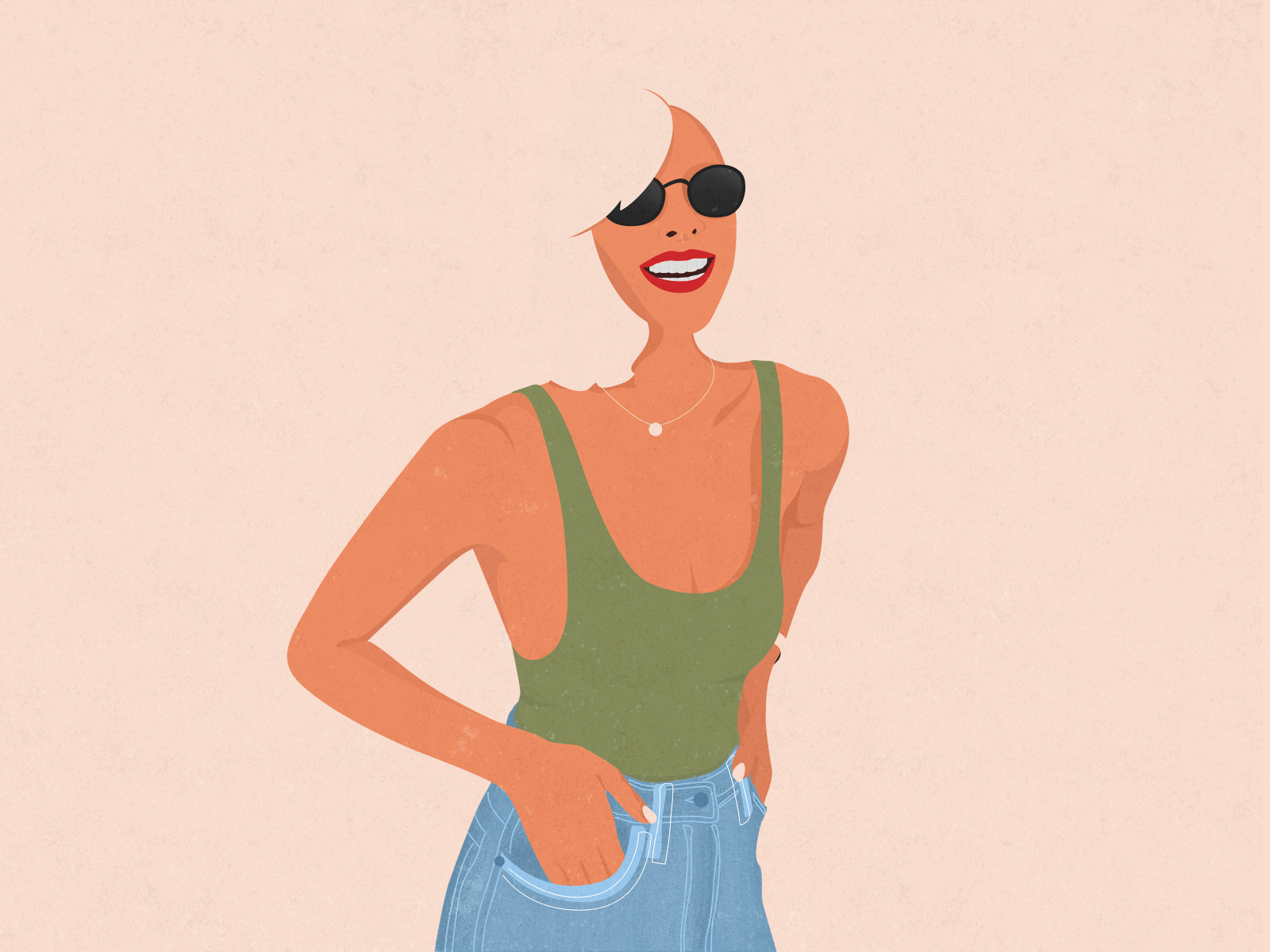 Nice Girl in Jeans and Tank Top Illustration by Tsvetelina Hristova on ...