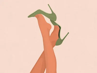 Woman Legs With High Heels Illustration decoration digital art green high heels illustration legs photoshop print sexy woman