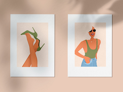 Ready to Print Illustrations - Sexy green series digtal art frame green illustration photoshop print sexy smiling wall decoration woman