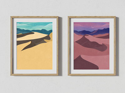 Death Valley Dunes USA - Day and Night - Two Landscape Posters