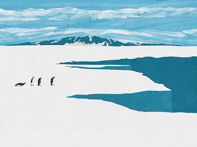 Antarctica Glacier With Penguins