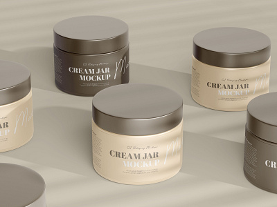 Plastic Cream Jar - PSD Mockup 3d beauty composition cosmetic cream editable jar mockup package photorealistic plastic product psd serum shadows skin care smart object template