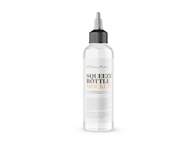 Clear Squeeze Bottle - PSD Mockup blender 3d bottle clear cosmetic editable front view glossy hair oil mockup object package photoshop plastic product psd render smart object squeeze template visualization