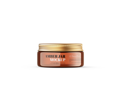 Amber Cream Jar With Editable Lid - PSD Mockup 3d amber beauty blender 3d cosmetic cream editable front view jar mockup package photoshop product psd render skin care smart object template visualization