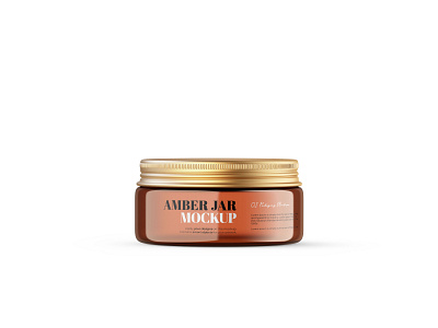 Amber Cream Jar With Editable Lid - PSD Mockup