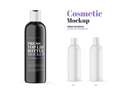 Plastic Press Top Bottle With Editable Lid - PSD Mockup