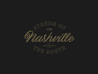 Athens of the South black brush hand lettering lettering lockup logo nashville script texture type typography white