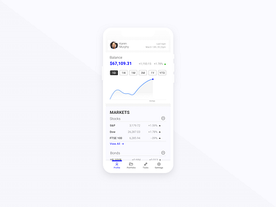 Daily UI - 006 - User Profile app app design clean dailyui financial fintech minimal savings stocks