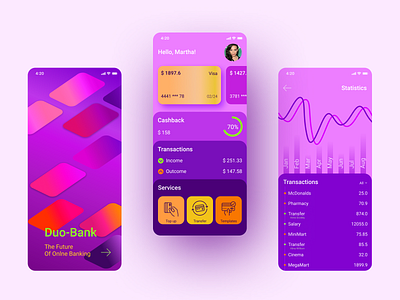 Duo Bank App app design application banking app design e commerce mobile banking