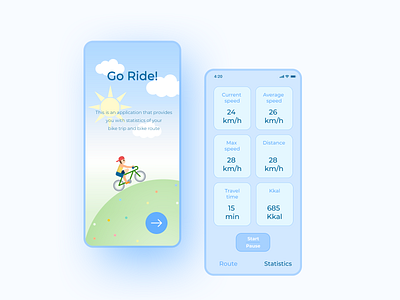 Go Ride App app design application bicycling design illustration sport sport app ui ux vector