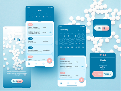 Pills - Pill Reminder App app app design application application design blue design medical medical app minimalism pill pills remedy reminder reminder app ui ui ux ui design uidesign ux