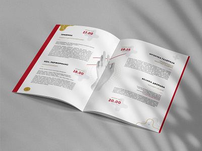 Catalogue Design for "TEJK OBEP" Festival - Content Page abstract art brochre catalogue composition concept design dots elegant design forms graphic design hand lines mockup modern music festival print design red typography white