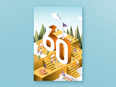 60th Anniversary - Poster Design Concept 60 caracterdesign chemestry colorfull composition curves design ecology flat flatdesign forms grainy graphicdesign illustration numbers poster poster art poster design print print design
