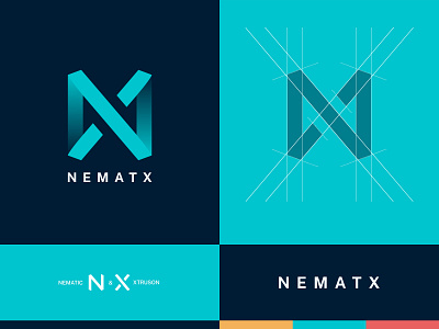 NEMATX - Logo Design art blue branding color palete colors composition gradient graphic graphic design graphicdesign lines logo logodesign logotype n presentation sharp tipography x
