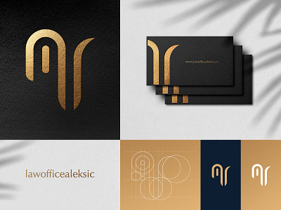 Law Office - Logo Work art direction black branding clean composition constuction curves design elegant gold foil golden graphicdesign idenity law office logo logotype minimal mockup print design visit card