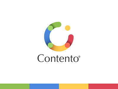 Contento - Logo Work blue branding circle color concept creative design forms gradients graphicdesign green identity design logo logotype print design red rounded shapes typography yellow