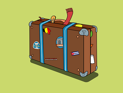 Suitcase belgium cartoon cuba iceland illustration illustrator jakarta paris suitcase travel